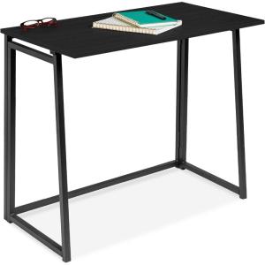 imageBest Choice Products 315in Folding Drop Leaf Desk Table Computer Workstation for Home Office wWood Table Top Back Shelf Portable Space Saving  BlackBlack