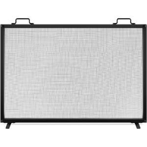 imageBest Choice Products 38x27in Single Panel Fireplace Screen Handcrafted Steel Mesh Spark Guard for Living Room Bedroom Dcor wHandles  BlackBlack