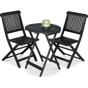 imageBest Choice Products 3Piece Acacia Wood Bistro Set Folding Patio Furniture for Backyard Balcony Deck w 2 Chairs Round Coffee Table Teak Finish  RubyCharcoal