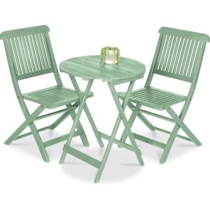 imageBest Choice Products 3Piece Acacia Wood Bistro Set Folding Patio Furniture for Backyard Balcony Deck w 2 Chairs Round Coffee Table Teak Finish  RubyMint