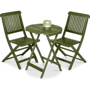 imageBest Choice Products 3Piece Acacia Wood Bistro Set Folding Patio Furniture for Backyard Balcony Deck w 2 Chairs Round Coffee Table Teak Finish  RubyOlive