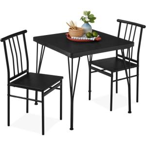 imageBest Choice Products 3Piece Dining Set Modern Dining Table Set Metal and Wood Square Dining Table for Kitchen Dining Room Dinette Breakfast Nook w 2 Chairs  BrownBlack