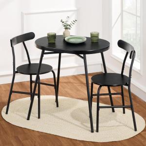 imageBest Choice Products 3Piece Modern Oval Dining Table Set Small Kitchen Dinette w 2 Chairs Metal Frame Curved Backrests  GrayBlackBlackBlack