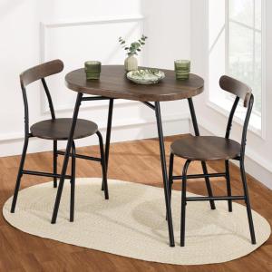 imageBest Choice Products 3Piece Modern Oval Dining Table Set Small Kitchen Dinette w 2 Chairs Metal Frame Curved Backrests  GrayBlackDark BrownBlack