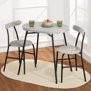 imageBest Choice Products 3Piece Modern Oval Dining Table Set Small Kitchen Dinette w 2 Chairs Metal Frame Curved Backrests  GrayBlackGrayBlack