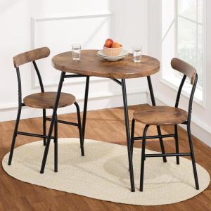 imageBest Choice Products 3Piece Modern Oval Dining Table Set Small Kitchen Dinette w 2 Chairs Metal Frame Curved Backrests  GrayBlackMedium BrownBlack