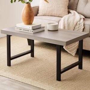 imageBest Choice Products 44in Modern Coffee Table Butcher Block Top Large Accent Table Rectangular Wood Industrial Rustic Coffee Table for Living Room w 2in Metal Legs 3in Tabletop  GrayGrey