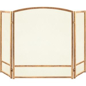 imageBest Choice Products 475x2725in 3Panel Simple Steel Mesh Fireplace Screen Fire Spark Guard Grate for Living Room Home Decor wRustic Worn Finish  BlackAntique Gold