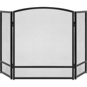 imageBest Choice Products 475x2725in 3Panel Simple Steel Mesh Fireplace Screen Fire Spark Guard Grate for Living Room Home Decor wRustic Worn Finish  BlackBlack