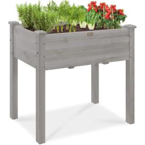 imageBest Choice Products 48 x 24 x 30 Inches Raised Garden Bed Elevated Wood Planter Box Stand for Backyard Patio Balcony with Bed Liner 200 Pound Capacity  Acorn BrownGray