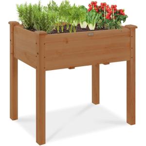 imageBest Choice Products 48 x 24 x 30 Inches Raised Garden Bed Elevated Wood Planter Box Stand for Backyard Patio Balcony with Bed Liner 200 Pound Capacity  Acorn BrownAcorn Brown