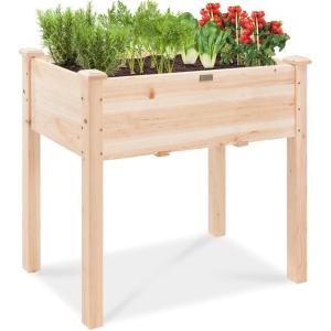 imageBest Choice Products 48 x 24 x 30 Inches Raised Garden Bed Elevated Wood Planter Box Stand for Backyard Patio Balcony with Bed Liner 200 Pound Capacity  Acorn BrownNatural