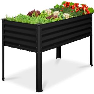 imageBest Choice Products 48x24x30in Galvanized Raised Garden Bed Metal Elevated Planter Box Vegetable Garden for Backyard Patio Balcony  CharcoalBlack