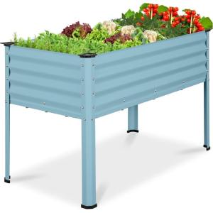 imageBest Choice Products 48x24x30in Galvanized Raised Garden Bed Metal Elevated Planter Box Vegetable Garden for Backyard Patio Balcony  CharcoalMist Blue