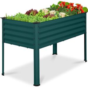 imageBest Choice Products 48x24x30in Galvanized Raised Garden Bed Metal Elevated Planter Box Vegetable Garden for Backyard Patio Balcony  CharcoalPeacock Blue