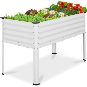 imageBest Choice Products 48x24x30in Galvanized Raised Garden Bed Metal Elevated Planter Box Vegetable Garden for Backyard Patio Balcony  CharcoalWhite