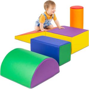 imageBest Choice Products 5Piece Kids Climb ampamp Crawl Soft Foam Block Activity Play Structures for Child Development Color Coordination Motor Skills  MulticolorMulticolor