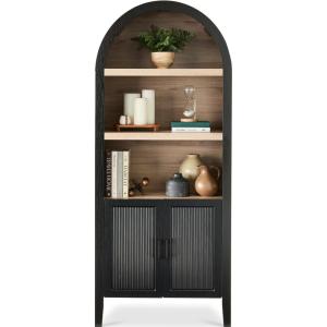 imageBest Choice Products 72in Tall Arched Pantry Cabinet wDoors 5Tier Bookshelf Armoire Hutch Bookcase Storage Cabinet wAdjustable Shelves  Black OakBlack Oak