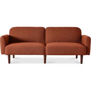 imageBest Choice Products 77quot Mid Century Modern Velvet Loveseat Sofa Couch Convertible Sofa Sleeper Bed wReal Wood Removable Armrest  PlumBoucle  Burnt Sienna