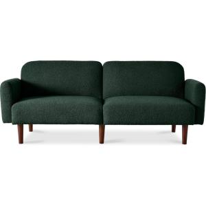 imageBest Choice Products 77quot Mid Century Modern Velvet Loveseat Sofa Couch Convertible Sofa Sleeper Bed wReal Wood Removable Armrest  PlumBoucle  Evergreen
