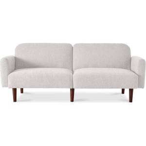 imageBest Choice Products 77quot Mid Century Modern Velvet Loveseat Sofa Couch Convertible Sofa Sleeper Bed wReal Wood Removable Armrest  PlumBoucle  Frost Gray