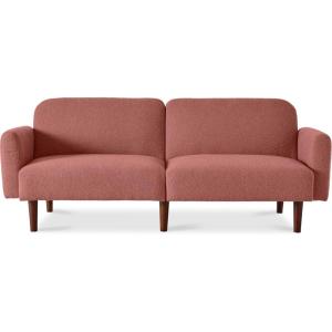 imageBest Choice Products 77quot Mid Century Modern Velvet Loveseat Sofa Couch Convertible Sofa Sleeper Bed wReal Wood Removable Armrest  PlumBoucle  Mauve