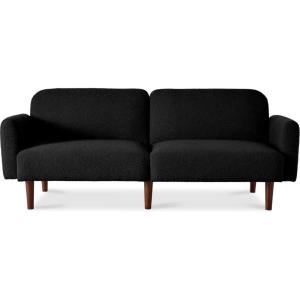 imageBest Choice Products 77quot Mid Century Modern Velvet Loveseat Sofa Couch Convertible Sofa Sleeper Bed wReal Wood Removable Armrest  PlumBoucle  Midnight Black