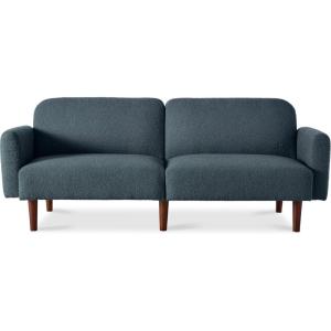imageBest Choice Products 77quot Mid Century Modern Velvet Loveseat Sofa Couch Convertible Sofa Sleeper Bed wReal Wood Removable Armrest  PlumBoucle  Slate Blue