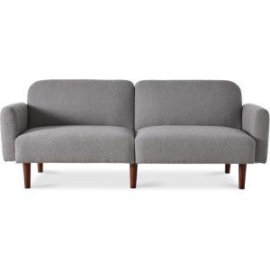 imageBest Choice Products 77quot Mid Century Modern Velvet Loveseat Sofa Couch Convertible Sofa Sleeper Bed wReal Wood Removable Armrest  PlumBoucle  Storm Gray