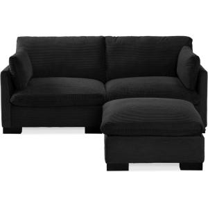 imageBest Choice Products 82in Modular Cloud Pillowtop Loveseat Sofa Deep Seat Sectional Couch wStorage Ottoman Plush Corduroy Fabric Real Wood Frame and Legs  IvoryBlack