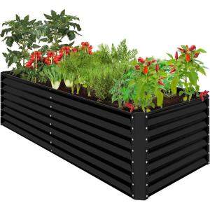 imageBest Choice Products 8x4x2ft Outdoor Metal Raised Garden Bed Deep Root Planter Box for Vegetables Flowers Herbs and Succulents w 478 Gallon Capacity  TerracottaBlack