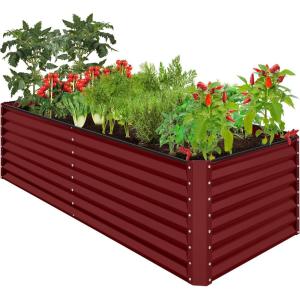 imageBest Choice Products 8x4x2ft Outdoor Metal Raised Garden Bed Deep Root Planter Box for Vegetables Flowers Herbs and Succulents w 478 Gallon Capacity  TerracottaRoyal Red