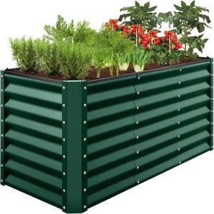 imageBest Choice Products 8x4x2ft Outdoor Metal Raised Garden Bed Deep Root Planter Box for Vegetables Flowers Herbs and Succulents w 478 Gallon Capacity  TerracottaDark Green
