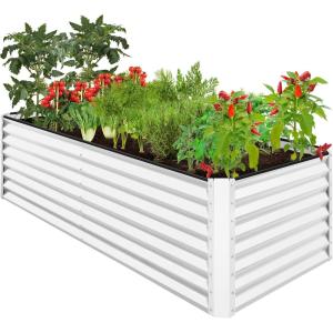 imageBest Choice Products 8x4x2ft Outdoor Metal Raised Garden Bed Deep Root Planter Box for Vegetables Flowers Herbs and Succulents w 478 Gallon Capacity  TerracottaWhite