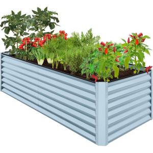 imageBest Choice Products 8x4x2ft Outdoor Metal Raised Garden Bed Deep Root Planter Box for Vegetables Flowers Herbs and Succulents w 478 Gallon Capacity  TerracottaMist Blue