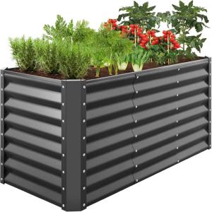 imageBest Choice Products 8x4x2ft Outdoor Metal Raised Garden Bed Deep Root Planter Box for Vegetables Flowers Herbs and Succulents w 478 Gallon Capacity  TerracottaGray