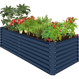 imageBest Choice Products 8x4x2ft Outdoor Metal Raised Garden Bed Deep Root Planter Box for Vegetables Flowers Herbs and Succulents w 478 Gallon Capacity  TerracottaNavy