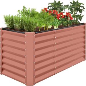 imageBest Choice Products 8x4x2ft Outdoor Metal Raised Garden Bed Deep Root Planter Box for Vegetables Flowers Herbs and Succulents w 478 Gallon Capacity  TerracottaTerracotta
