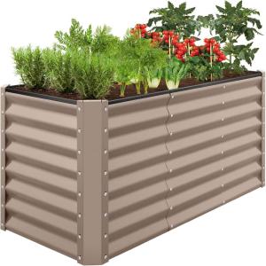 imageBest Choice Products 8x4x2ft Outdoor Metal Raised Garden Bed Deep Root Planter Box for Vegetables Flowers Herbs and Succulents w 478 Gallon Capacity  TerracottaTaupe