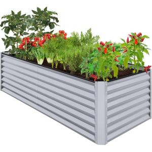 imageBest Choice Products 8x4x2ft Outdoor Metal Raised Garden Bed Deep Root Planter Box for Vegetables Flowers Herbs and Succulents w 478 Gallon Capacity  TerracottaMoonlight Gray