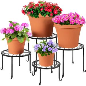 imageBest Choice Products Set of 4 Indoor Outdoor Metal Nesting Plant Stands Flowerpot Holder Display Rack for Home ampamp Garden Dcor w Starburst Design