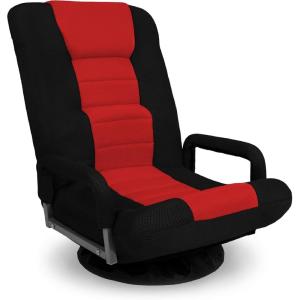 imageBest Choice Products Swivel Gaming Chair 360 Degree Multipurpose Floor Chair Rocker for TV Reading Playing Video Games wLumbar Support Armrest Handles Adjustable Foldable Backrest  BlackBlueBlackRed