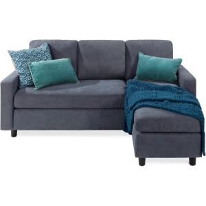 imageBest Choice Products Upholstered Sectional Sofa for Home Apartment Dorm Bonus Room Compact Spaces wChaise Lounge 3Seat LShape Design Reversible Ottoman Bench 680lb Capacity  BlueGrayBlueGray