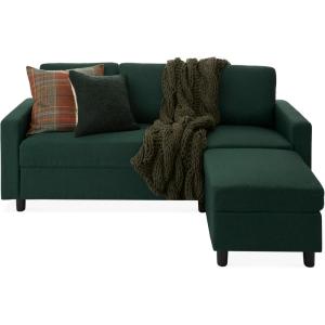 imageBest Choice Products Upholstered Sectional Sofa for Home Apartment Dorm Bonus Room Compact Spaces wChaise Lounge 3Seat LShape Design Reversible Ottoman Bench 680lb Capacity  BlueGrayDark Green