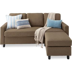imageBest Choice Products Upholstered Sectional Sofa for Home Apartment Dorm Bonus Room Compact Spaces wChaise Lounge 3Seat LShape Design Reversible Ottoman Bench 680lb Capacity  BlueGrayBrown