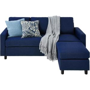 imageBest Choice Products Upholstered Sectional Sofa for Home Apartment Dorm Bonus Room Compact Spaces wChaise Lounge 3Seat LShape Design Reversible Ottoman Bench 680lb Capacity  BlueGrayDark Blue