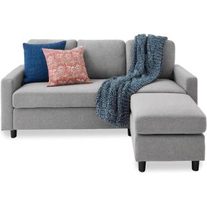 imageBest Choice Products Upholstered Sectional Sofa for Home Apartment Dorm Bonus Room Compact Spaces wChaise Lounge 3Seat LShape Design Reversible Ottoman Bench 680lb Capacity  BlueGrayLight Gray