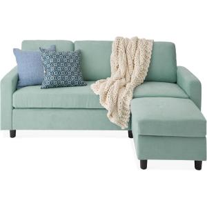 imageBest Choice Products Upholstered Sectional Sofa for Home Apartment Dorm Bonus Room Compact Spaces wChaise Lounge 3Seat LShape Design Reversible Ottoman Bench 680lb Capacity  BlueGrayAqua