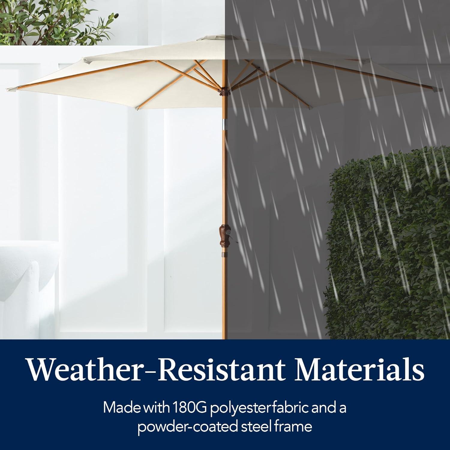 imageBest Choice Products 10ft Market Umbrella Outdoor Sun Shade for Backyard Deck Poolside Table wWoodgrain Pattern Easy Tilt ampamp Crank  Fog GrayIvory