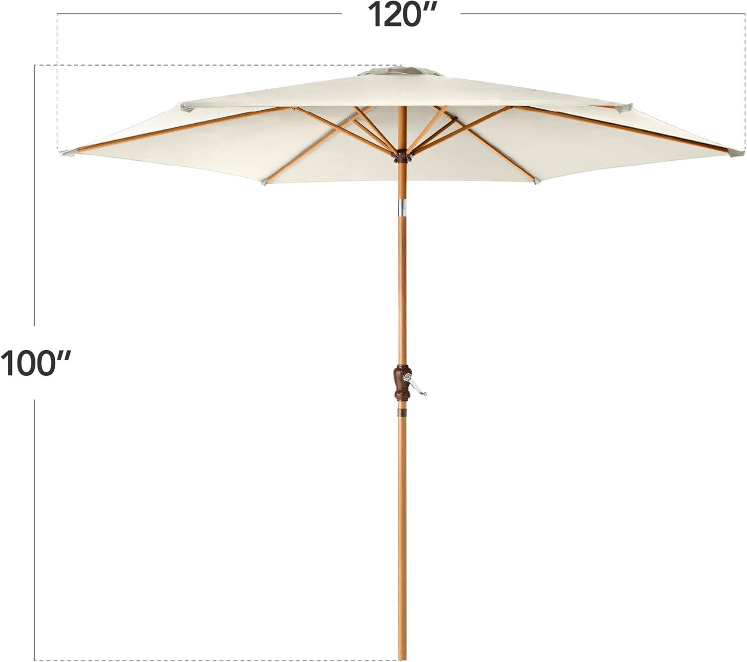 imageBest Choice Products 10ft Market Umbrella Outdoor Sun Shade for Backyard Deck Poolside Table wWoodgrain Pattern Easy Tilt ampamp Crank  Fog GrayIvory